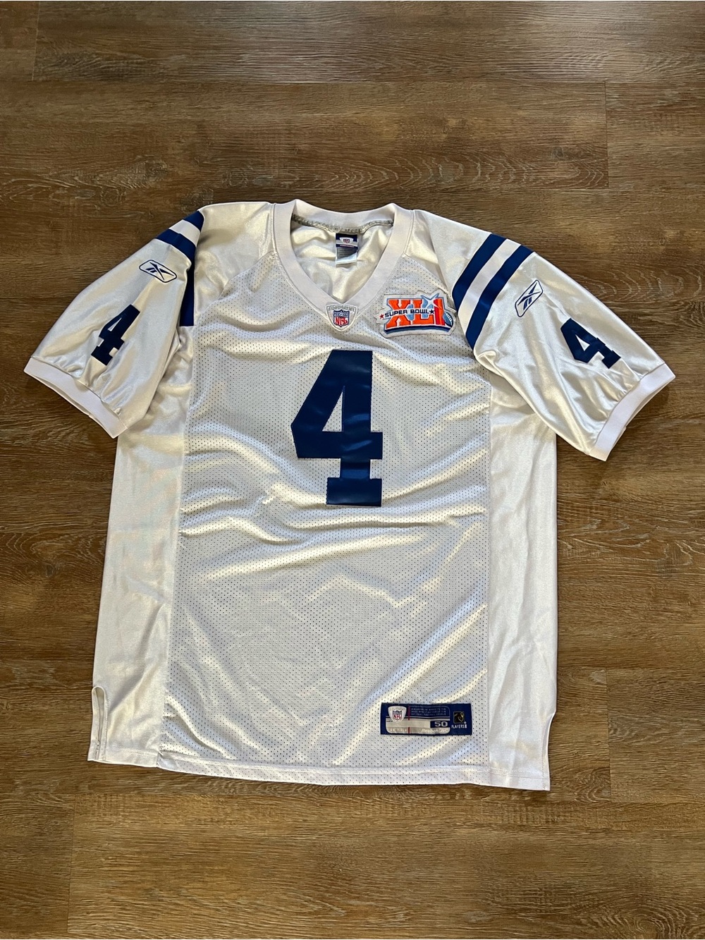 Reebok On Field Adam Vinatieri Colts #4 Super Bowl XLI Stitched Jersey | Size 50